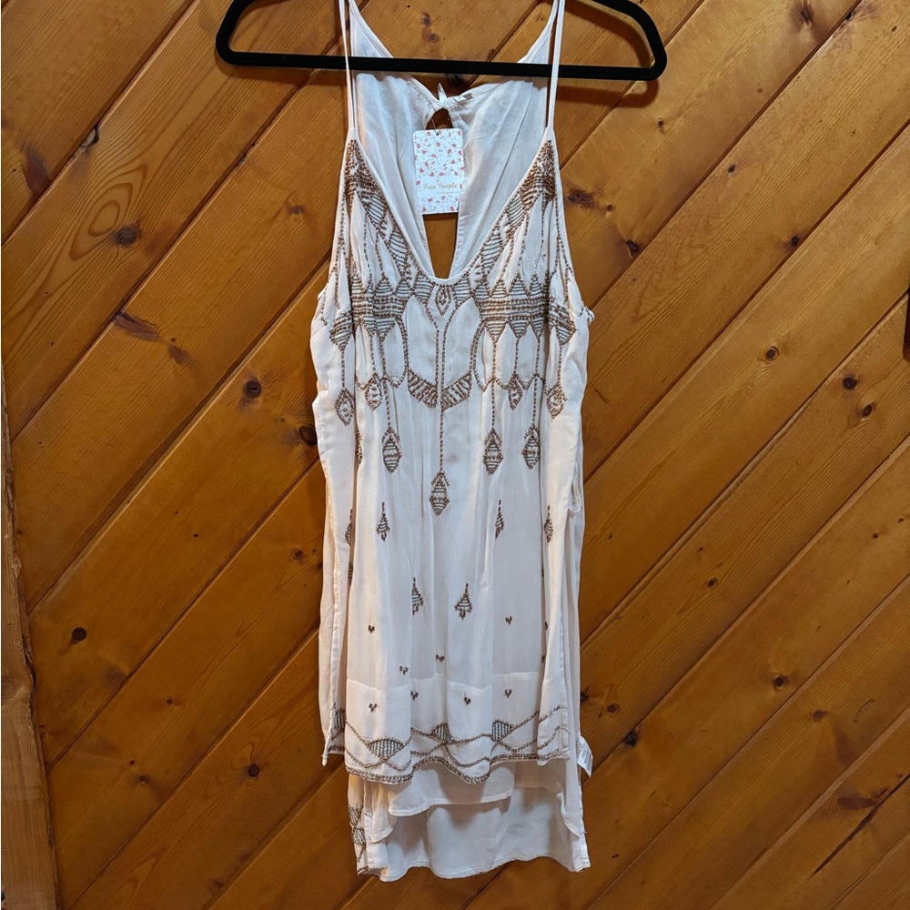 Free People Cream Midi Dress with Brown Accents